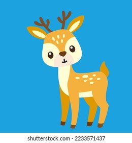 Vector illustration of funny deer in cartoon style