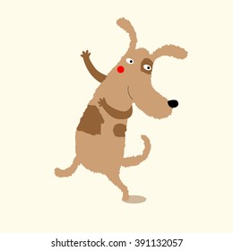 Vector illustration of a funny dog. It can be used as a poster, invitation, greeting card for Valentine's Day, birthday.