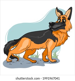 Vector illustration funny dog thoroughbred on a white background