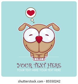 Vector illustration of funny doggy. Place for your text.