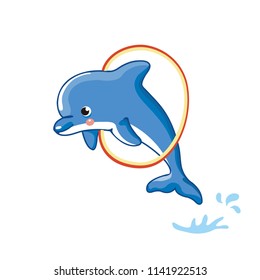 Vector illustration of a funny dolphin