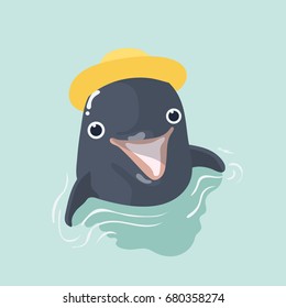 Vector illustration of a funny dolphin.