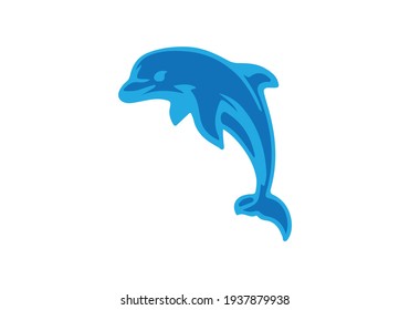 Vector illustration of a funny dolphin jumping fun on a white background