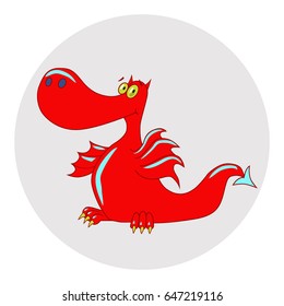 Vector illustration with funny Dragon. Character. Print. 