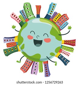 Vector Illustration Of Funny Earth