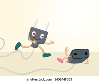 vector illustration of funny electric plugs