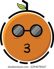 vector illustration of a funny emoticon with orange shaped glasses