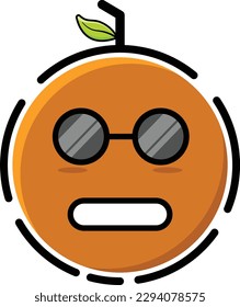 ilustración vectorial de un emoticono divertido con gafas de forma naranja