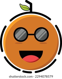 vector illustration of a funny emoticon with orange shaped glasses