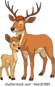 Vector illustration funny exotic animal deer family