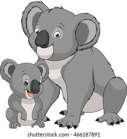 Vector illustration funny exotic animal bear koala family