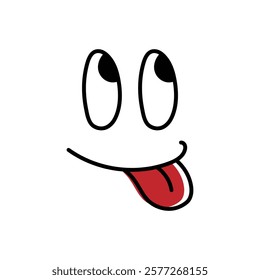 Vector illustration of funny face line icon on white background. Eps 10.