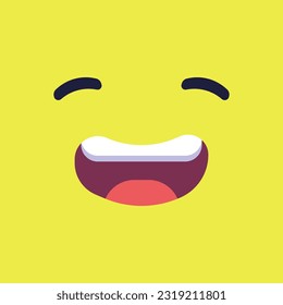 Vector illustration of a funny face on a yellow background. 
