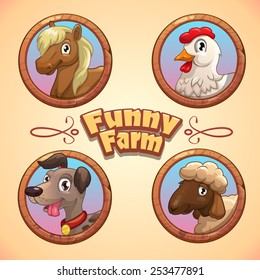 Vector illustration with funny farm animals