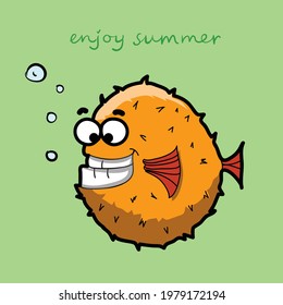 Vector illustration of funny fish in cartoon style