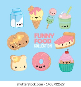 Vector illustration of funny food bread menu stock