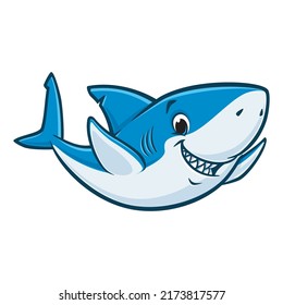 Vector illustration of a funny  friendly shark for design element