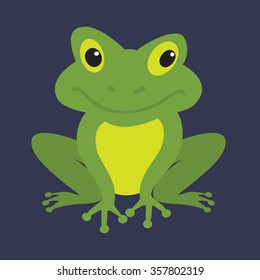 Vector illustration of funny frog on purple background