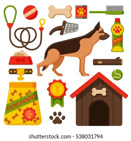 Vector illustration funny german shepherd dog.