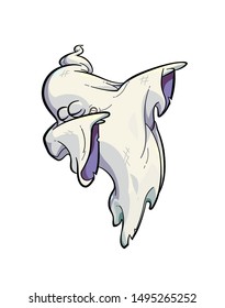 Vector Illustration of a Funny Ghost Doing the Dab Move. 