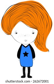 The vector illustration with funny girl