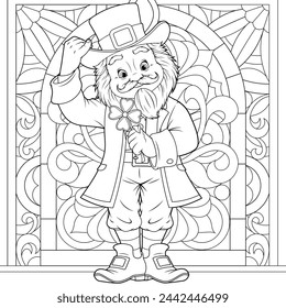 Vector illustration, funny gnome leprechaun, st. patrick's day, coloring book