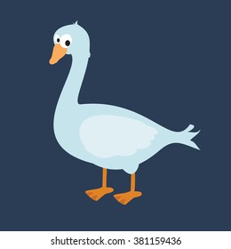 Vector illustration of funny goose on blue background