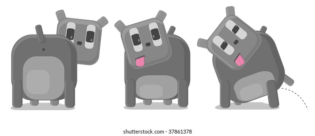 Vector illustration of funny gray dogs in different situations