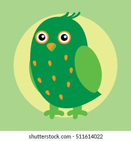 Vector illustration of funny green owl