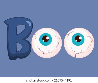 Vector illustration of funny Halloween boo logo text 