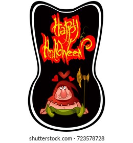 vector illustration of funny halloween characters on white background