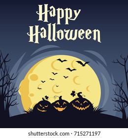 Vector illustration of funny Halloween pumpkins