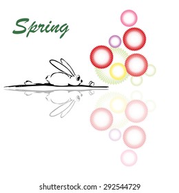 Vector illustration, funny hand-drawn rabbits, season spring
