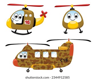 Vector illustration of funny helicopter cartoon