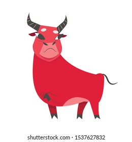 vector illustration of funny horoscope with animals taurus bull
