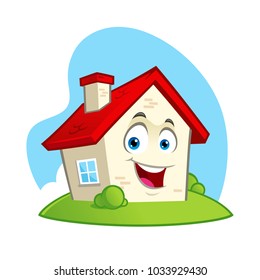 Vector illustration of a funny house, cartoon style