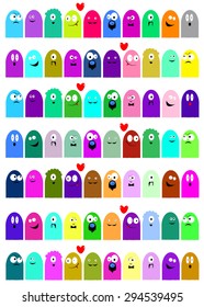 vector illustration funny jelly love oval monsters