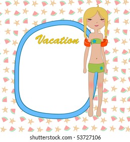Vector Illustration of funny Kiddie style design summer background