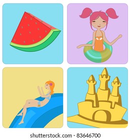 Vector Illustration of funny Kiddie style design summer background