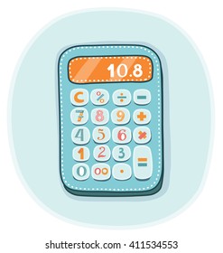 Vector illustration of funny kids calculator on isolated background