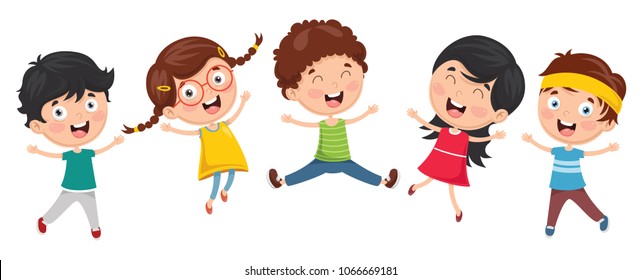 Vector Illustration Of Funny Kids Playing Outside - Shutterstock ID 1066669181