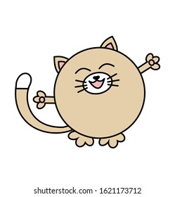 Vector illustration of a funny kitten, smiling, on a white background