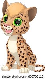 Vector illustration, funny illustration of a leopard, on a white background