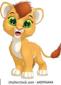 Vector illustration of funny lion on a white background