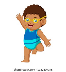 vector illustration of funny little boy cartoon