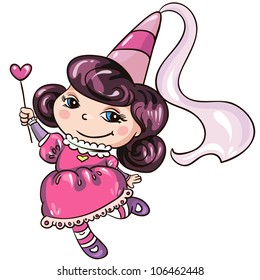 vector illustration-  funny little cartoon princess on white background