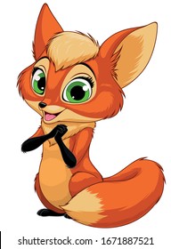 Vector illustration, Funny little fox child smiling on a white background