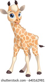Vector illustration, funny little giraffe on a white background
