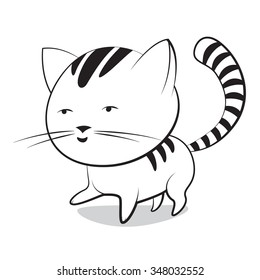 Vector illustration  Funny little striped kitten