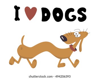 Vector illustration Funny long walking dog